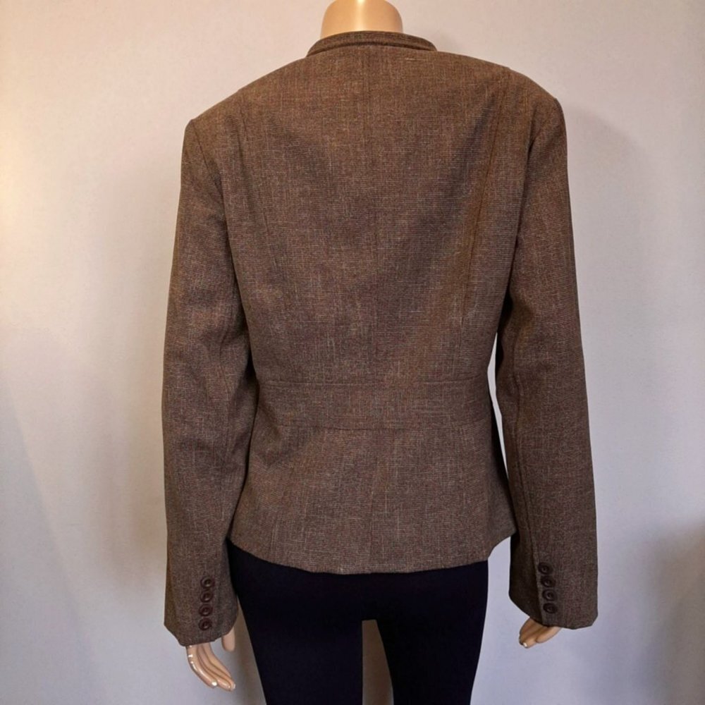 Cleo Blazer Jacket Tweed Fall Military Brown Womens Size 12 Flap Pocket Gorpcore - Picture 5 of 12
